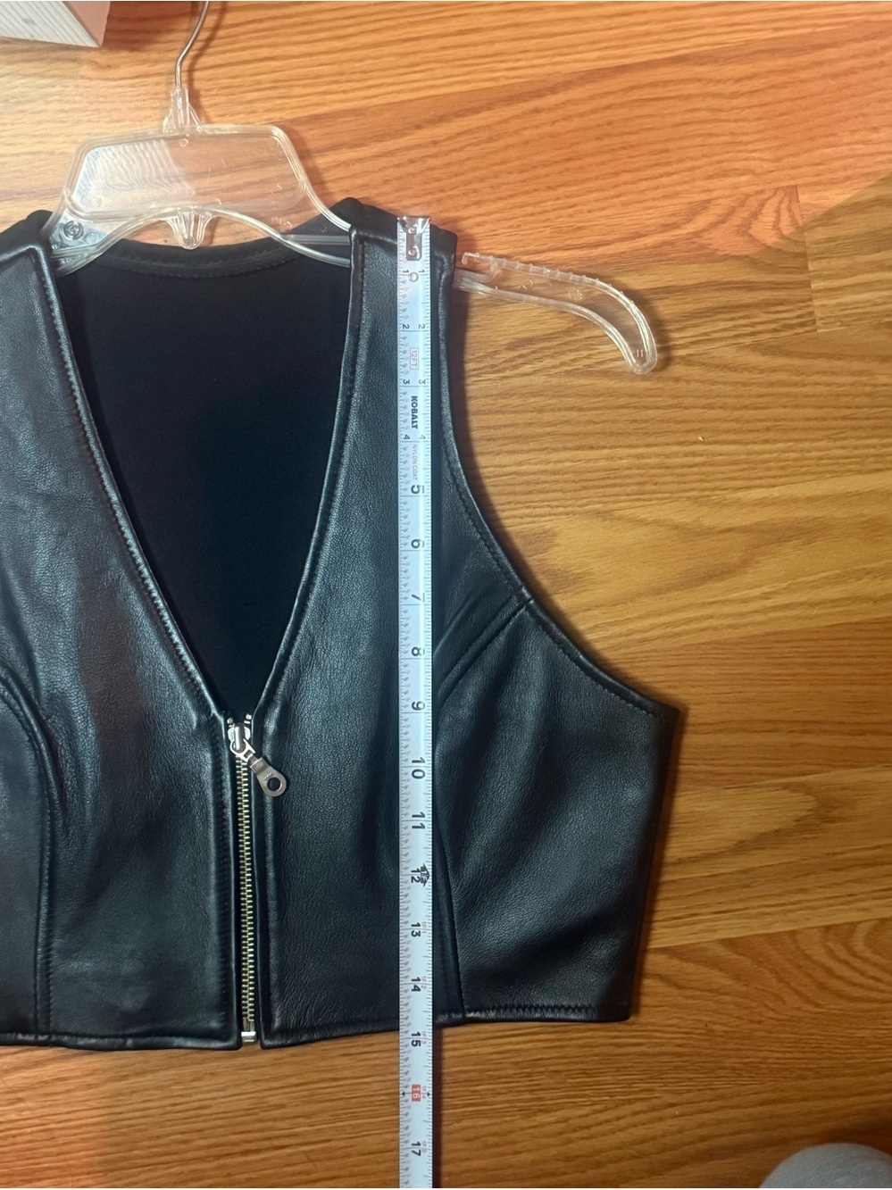 Black Leather (Front) Zip-Up Vest - Picture 3 of 4